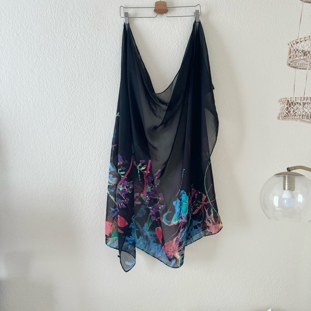 Floral sheer scarf wrap sarong